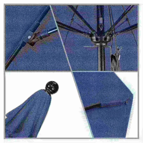 9' Black Aluminum Market Patio Umbrella, Pacifica Sapphire